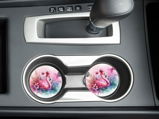 Flamingo Car Coasters, neoprene material, car accessory