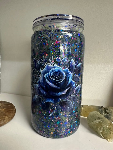 Flower Snow Globe Glitter Tumbler