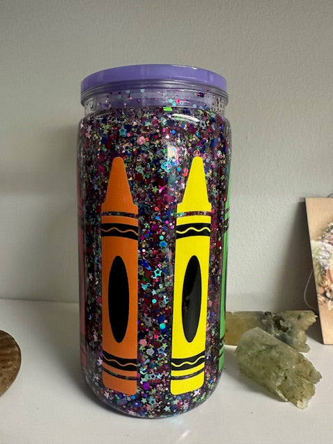 Crayon Snow Globe Glitter Tumbler