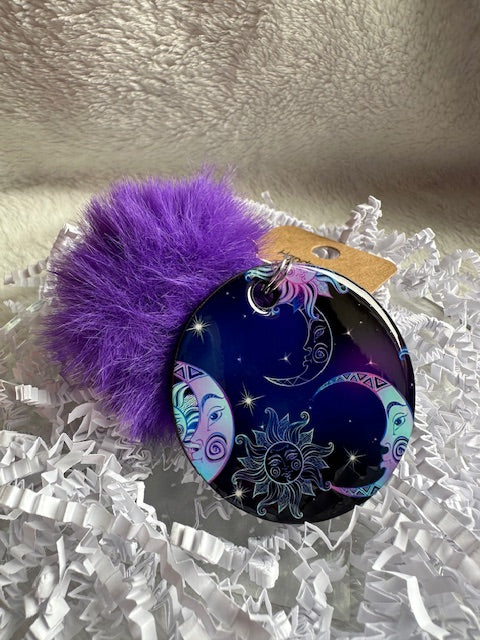 Moon Night Pom Pom Keychain