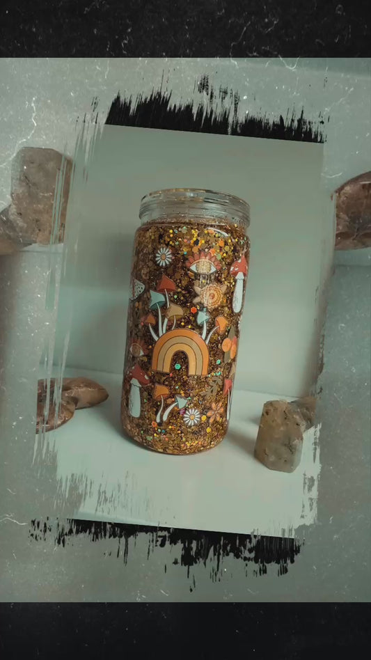 Mushroom Snow Globe Glitter Tumbler